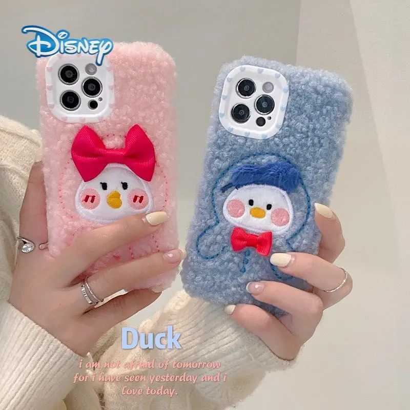 

Disney Donald Cartoon Plush Mobile Phone Case for iPhone 13 13Pro 12 12Pro 11 Pro X XS Max XR Plus Cute Covers Girl's Gift