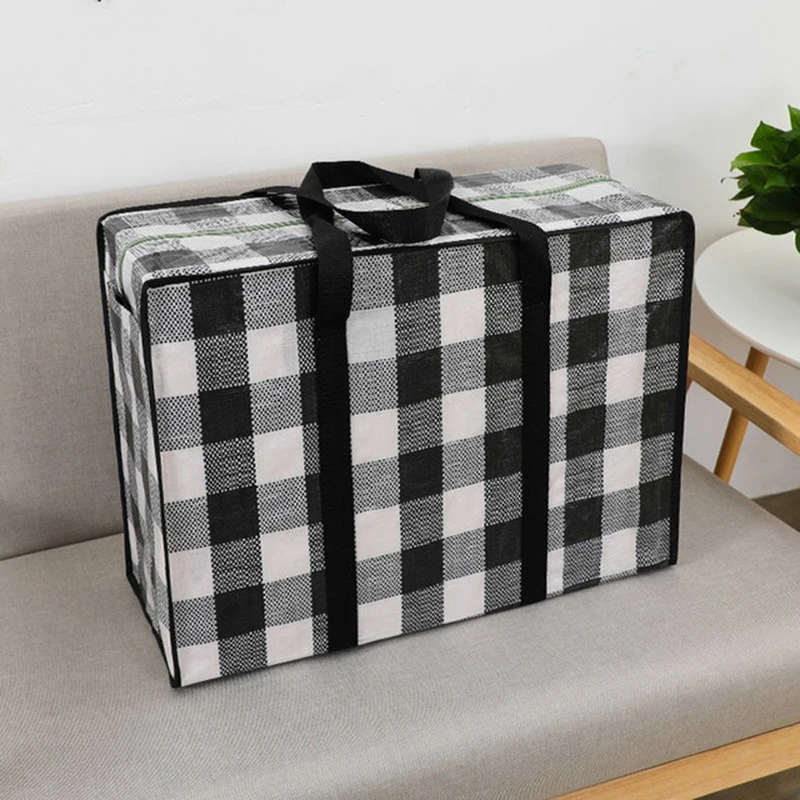 

Moving Package Bag Quilt Clothes Storage Bag Students Dormitory Storage Package Grid Simple Style PP Woven Material Case