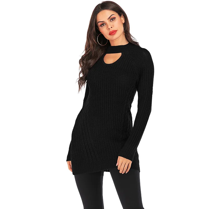 Женский трикотажный свитер с круглым вырезом в стиле пэчворк | Женская одежда