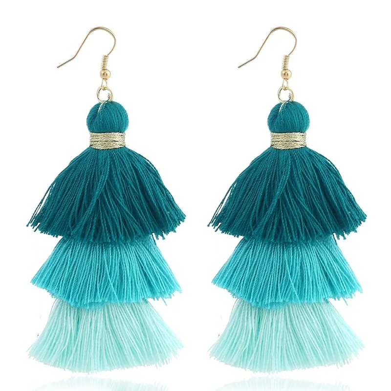 Разноцветные кисти серьги желтые кольцо Для женщин Большой Висячие