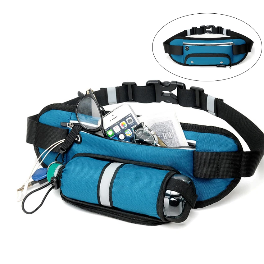 

Waterproof Running Waist Bag with Invisible Water Bottle Bag Camping Climbing Waist Belt Pack Fanny Pouch with Hidden Bag