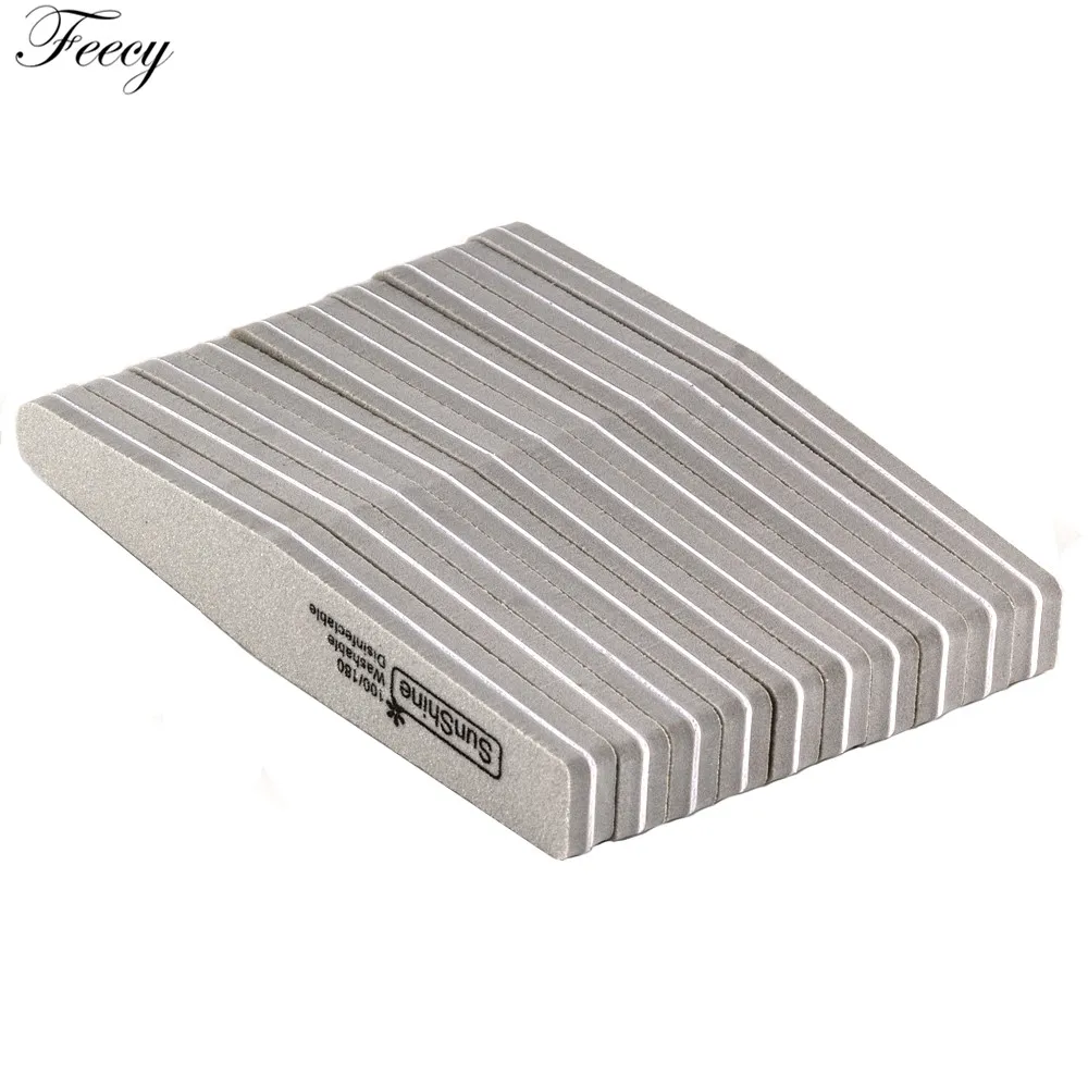 NF1001 10pcs Gray 10 шт./лот пилка для ногтей буферная 100/180 зернистость двухсторонний набор пилок для ногтей моющийся педикюр Маникюрный Инструмент гель для полировки ногтей - Цвет: NF1001 10pcs Gray