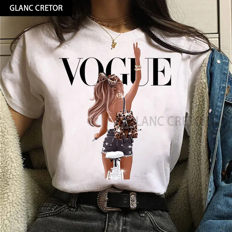 

New Fashion Vogue Print Tops Tee Female Short Sleeve Tshirt Women Harajuku Tee Shirts 90s T-shirt Graphic Tops Tee T Shirt Girl