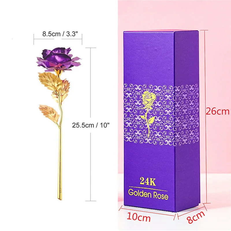 Позолоченные розы 24 К подарок на день Святого Валентина рождения романтической