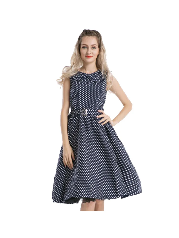 Распродажа темно синее с белыми точками качели 50 х годов Ретро pinup Jive rockabilly