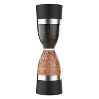 modern dual manual salt pepper grinder hourglass shape clear body sea salt grinder plastic pepper mill cooking tools accessories