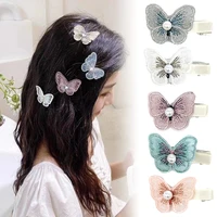 2pcs butterfly hairpins women baby girl kids cute lace sweet hair ornament clip barrettes headband fashion hair accessories new