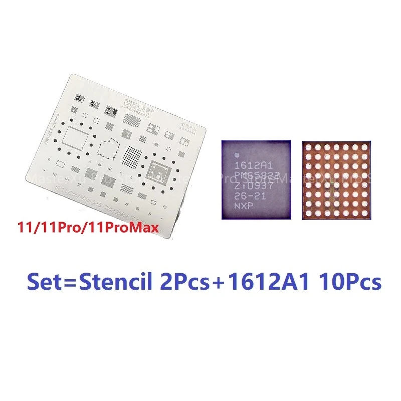 

10pcs Amaoe Chip BGA 1612A1 1614A1 IC Reballing Stencil Kits for iPhone 12 11 Pro X XS MAX XR Mini 8 A13 Face ID Wifi NFC Balls