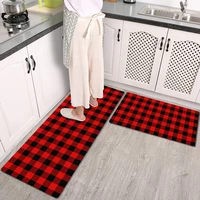 red and black buffalo plaid kitchen floor carpet rug long non slip washable bath floor mat doormat for entrance door nordic