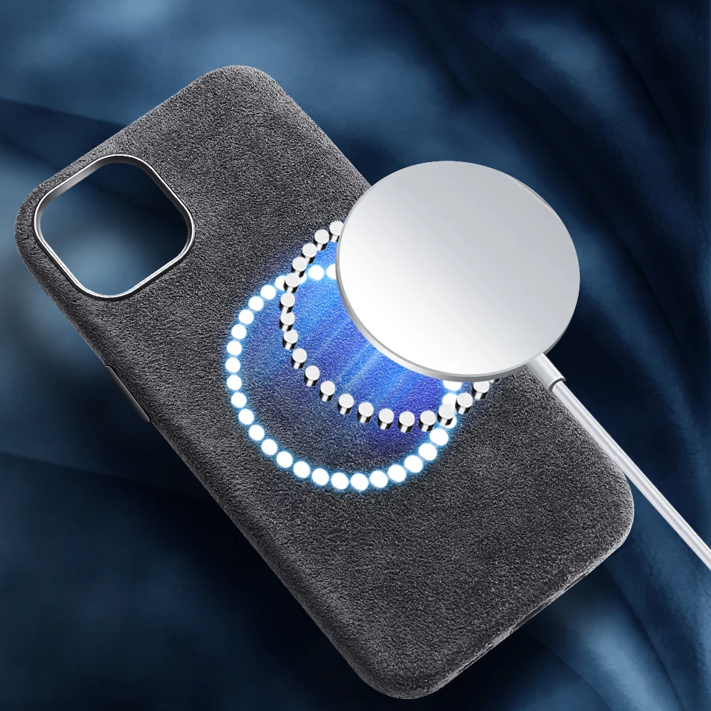 

Магнитный чехол для телефона из натуральной коровьей замши для Apple iPhone 13 Pro Max 13Pro Max 13 Mini