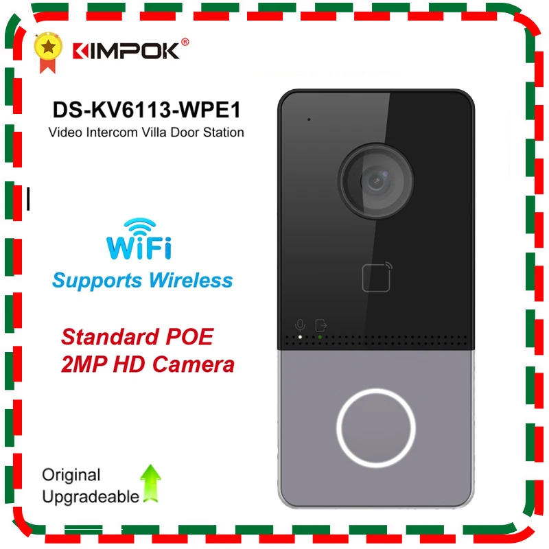 

Original Hikvision DS-KV6113-WPE1 Wireless WIFI Standard POE 2MP HD Video Intercom Plastic Villa Door Phone Station Doorbell