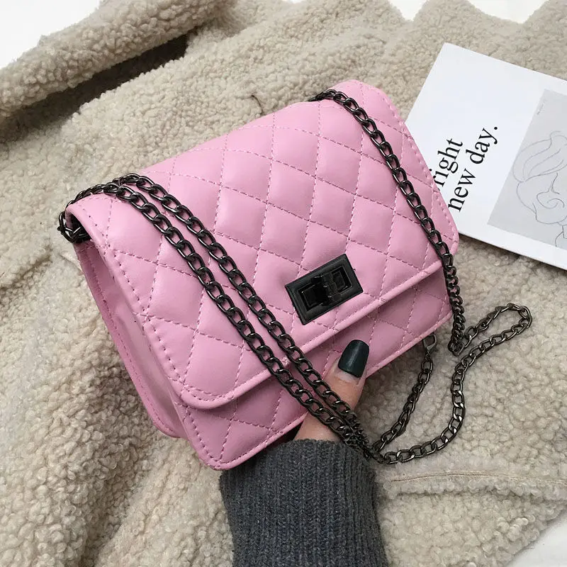 

Women's Bag Diamond Chain Small Fragrance Soft Leather Casual One-shoulder Slant Bag Satchels