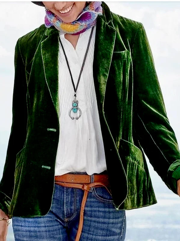 

Autumn and winter 2021 new European and American women's small suit coat gold velvet short coat for women