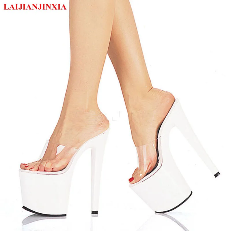 

LAIJIANJINXIA New Solid High Heels Slippers Summer Designer Brand Women Shoes Fashion Platform Personalized Ladies Slippers
