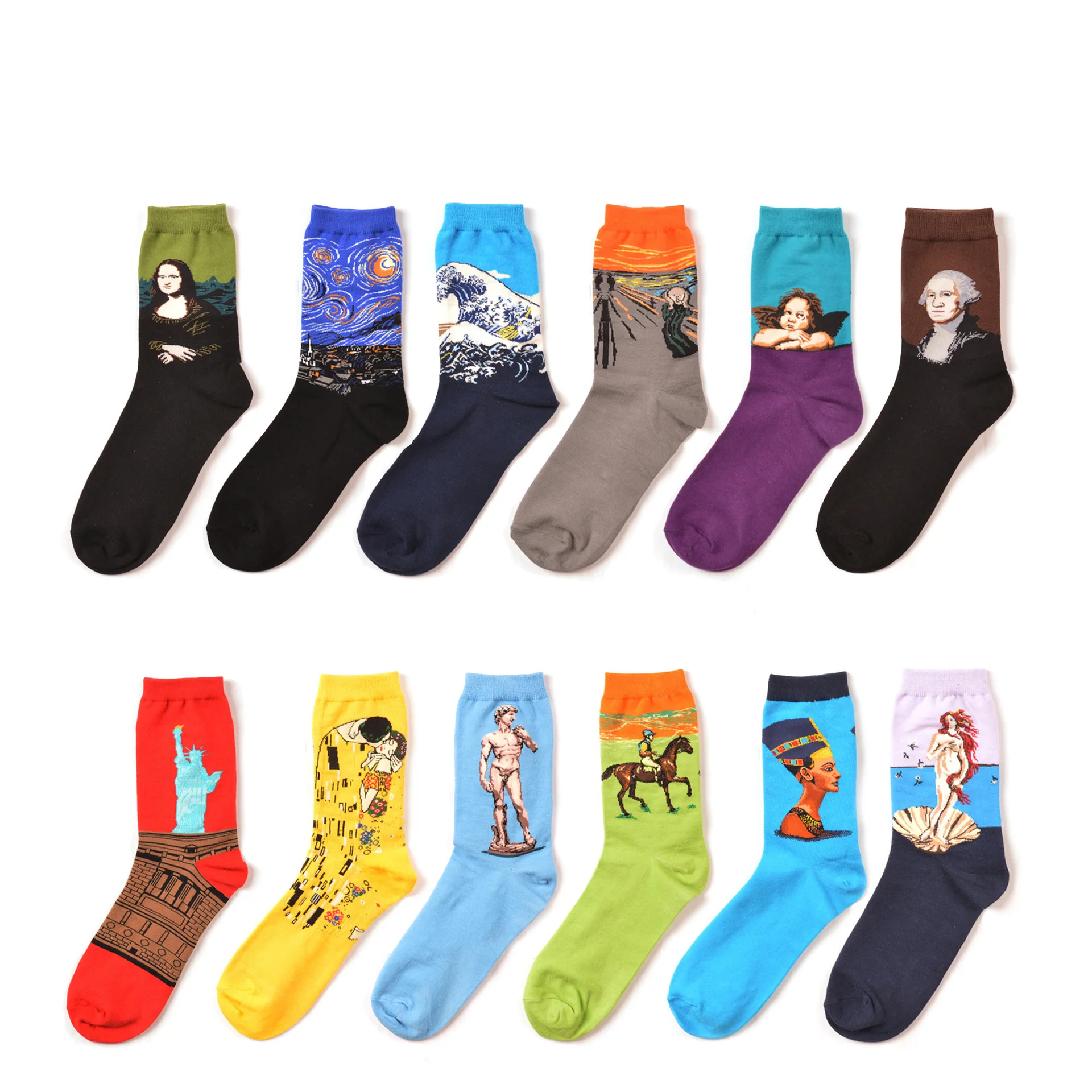 6 пар забавных Хлопковых Носков с принтом в стиле Харадзюку мужские носки хип-хоп