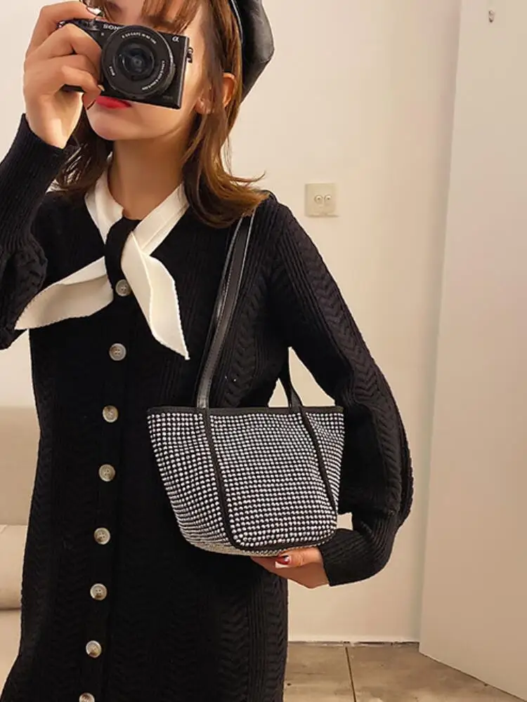 

Elegant Female Rhinestone Tote bag 2020 Fashion New High Quality Women's Designer Handbag Casual High capacity Shoulder Bag