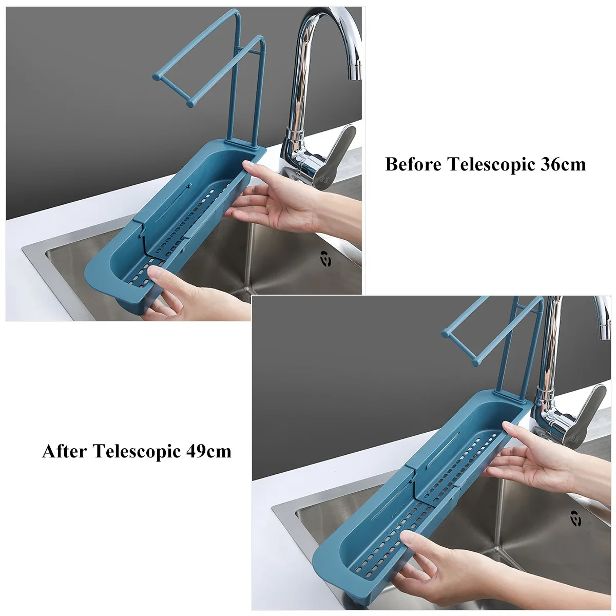 

Telescopic Sink Shelf Kitchen Sinks Organizer Soap Sponge Holder Sink Drain Rack Storage Basket Kitchen Gadgets Accessories