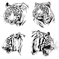 three ratels c550 cool tiger wall stickers home decoration living room transparent background car hood sticker laptop decal