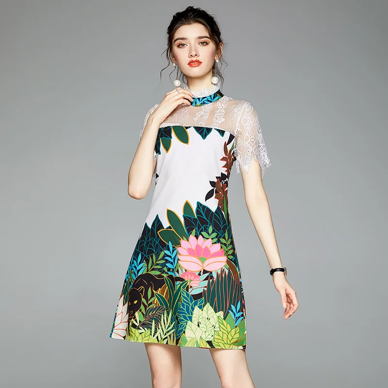 Женское кружевное платье с оборками на воротнике дизайнерское подиумное