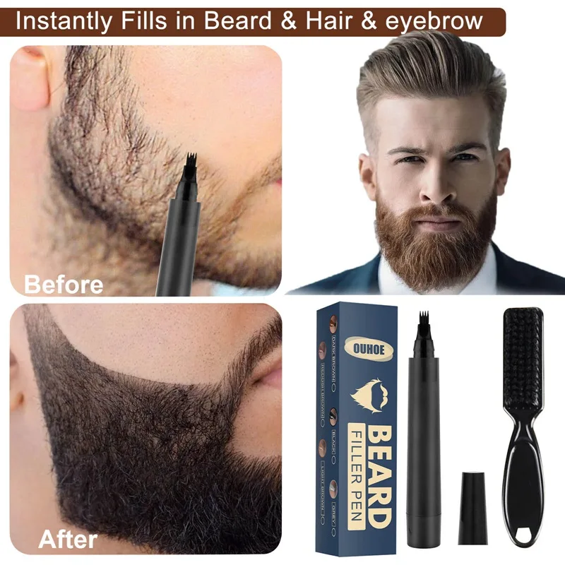 

Beard Filling Pen Kit Barber Pencil With Brush Salon Facial Hair Engraving Styling Eyebrow Tool Male Mustache Repair Shape