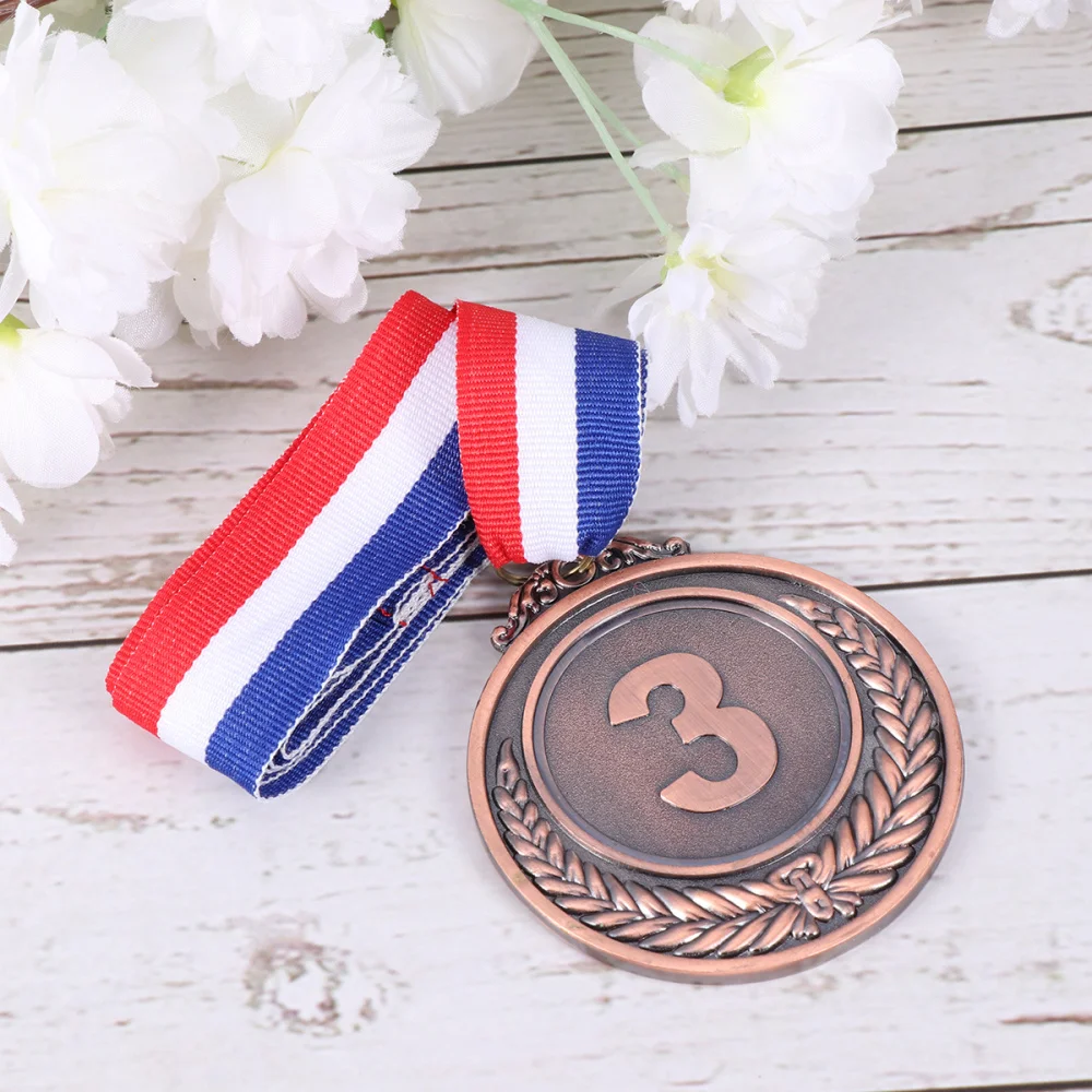 

4 Pcs Creative Award Medals Wheat Ears Number Pattern Universal Metal Medals with Lanyard for Sports Worker Competition (Gold)