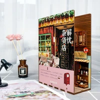wooden diy book nook shelf insert kits model ocean roombox handmade building miniature furniture home decoration toys gifts