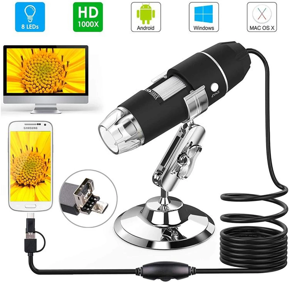 1000X 3 в 1 USB 8LED Ручной портативный цифровой микроскоп увеличительное стекло