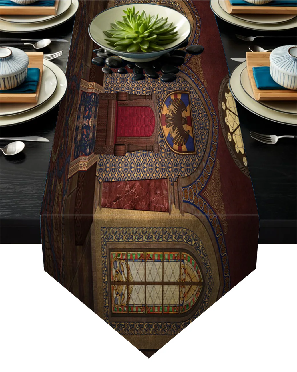 Старинный замок здание средневекового дворца настольный бегун флаг украшения