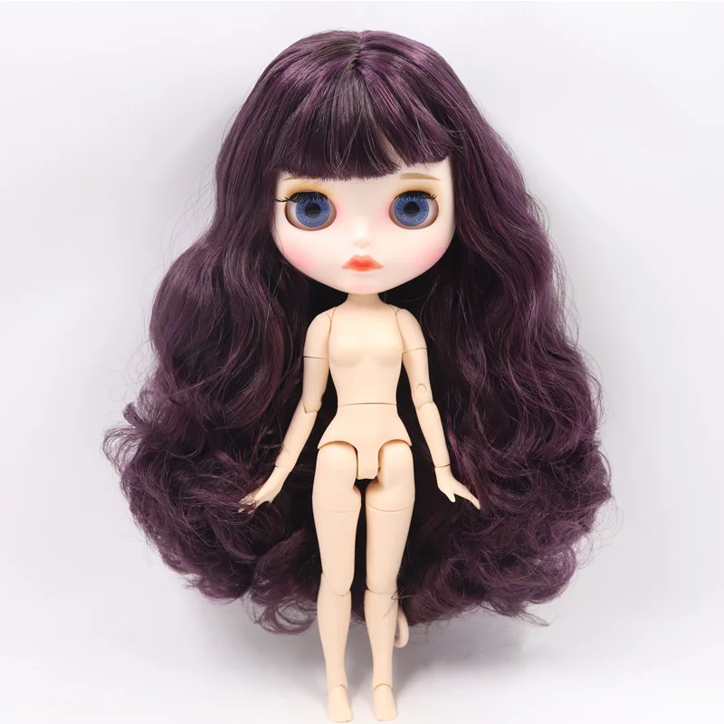B nude doll ICY Nude Blyth кукла на заказ № BL135/950 фиолетовый микс каштановые волосы белый цвет кожи 1/6 bjd, pullip, licca, jerryberry - Цвет: B nude doll