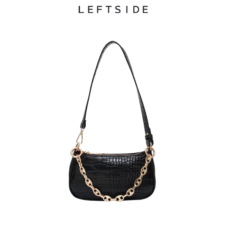 

Mini Pu Leather Shoulder Bags For Women Fashion Crocodile Pattern Baguette Bags 2020 Chain Design Luxury Hand Bag Female Travel