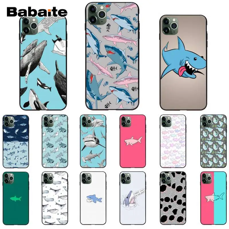 Мягкий силиконовый черный чехол для телефона Babaite shark iPhone 8 7 6 6S Plus 5 5S SE 2020 11 11pro max XR X