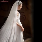 Сетчатая Фата TOPQUEEN V30 для невесты, длинная простая свадебная фата, двухслойная мягкая, элегантная Длинная свадебная, бесплатная доставка