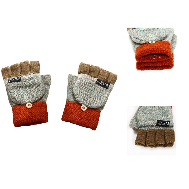 

2020 Winter Warm Thickening Wool Gloves Knitted Flip Fingerless Exposed Finger Thick Gloves Without Fingers Mittens Glove Women