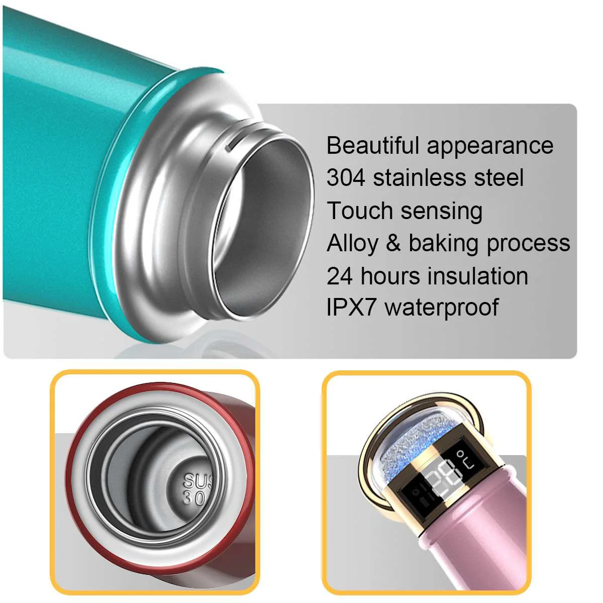 Дорожная термобутылка с нагревом умная из нержавеющей стали ЖК-дисплеем