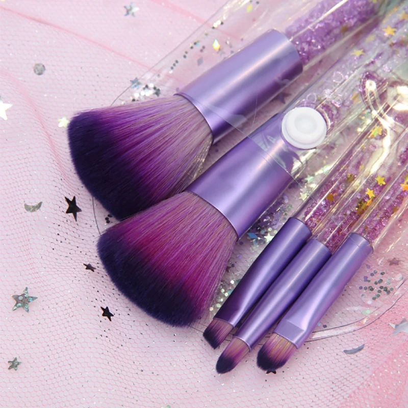 Набор инструментов для макияжа 5 шт./компл. Кристальные кисти с синим золотом и