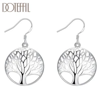 doteffil 925 sterling silver circle tree drop earrings charm women jewelry fashion wedding engagement party gift