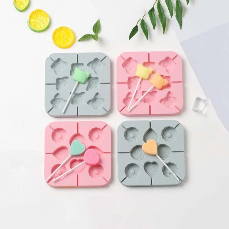 

DIY Handmade Chocolate Lollipop Mold Cartoon Silicone Lollipop Mold Small Ice Cream Mold