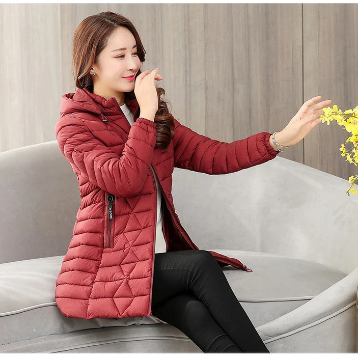 Женская парка с капюшоном черная винно-красная армейская зеленая куртка модель