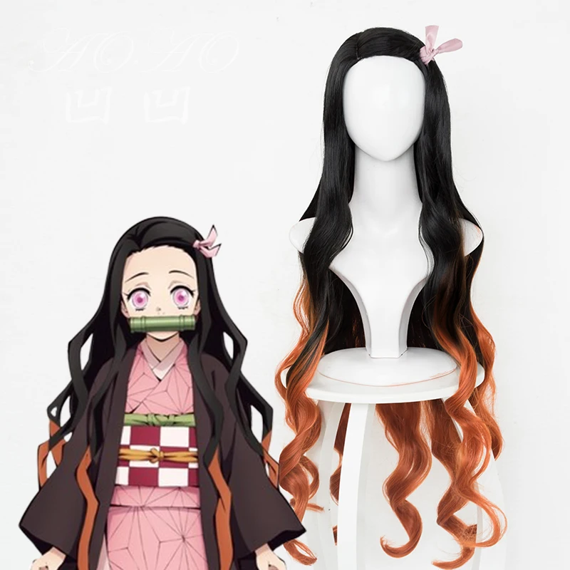 100 см/39 &quotАниме демон убийца: Kimetsu без Yaiba камадо Nezuko cos длинные волосы черного