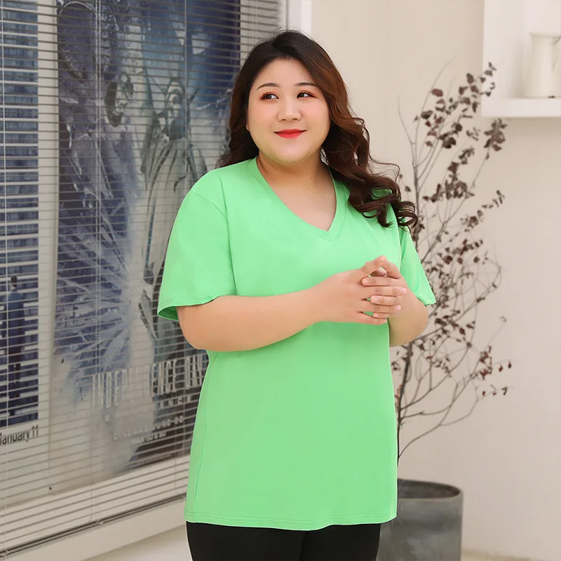 Женская футболка с V образным вырезом красная хлопковая короткими рукавами