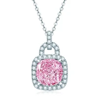 bk pink zircon pendant necklace for women 925 sterling silver high carbon diamond wedding engagement party fine jewelry gifts