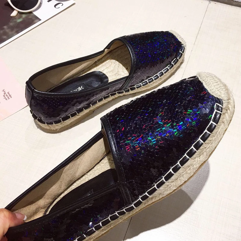 Женские эспадрильи обувь из пеньковой ткани слипоны на плоской подошве дышащая с