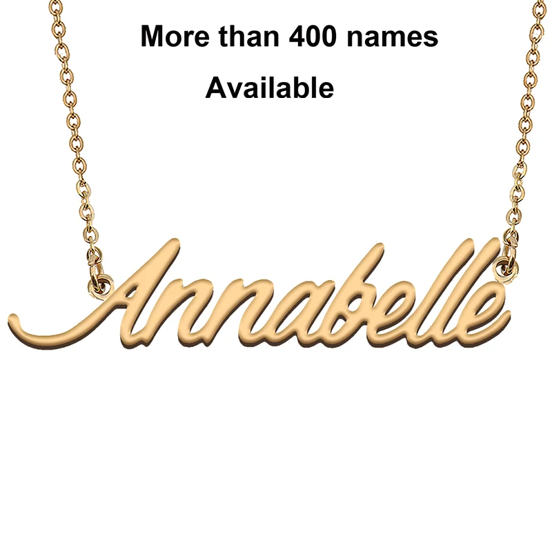 

Cursive Initial Letters Name Necklace for Annabelle Birthday Party Christmas New Year Graduation Wedding Valentine Day Gift