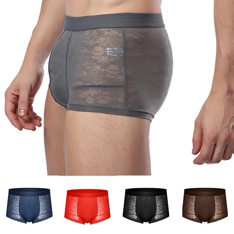 See-through Male Underwear Ice Silk Mesh Underpants Sexy Floral Boxershorts Summer Shorts Men's Boxer Men Panties 2020 New | Мужская