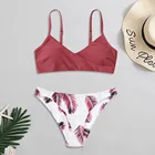4 # летние женские купальники 2021, комплект бикини с пуш-апом, Раздельный купальник, пляжная одежда с цветочным принтом, мягкие купальные костюмы, купальники