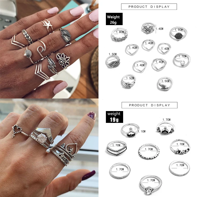 Кольцо женское docona 12 видов в стиле бохо с цветком волной полумесяцем звездой