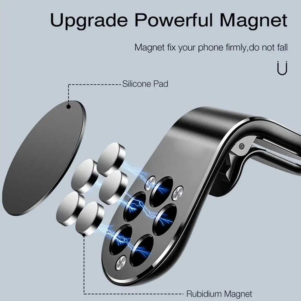 New Design Universal L- Type Magnetic Car Phone Stand Holder Aluminium Air Vent Mobile For iPhone Samsung Xiaomi | Электроника