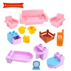 Семейная мебель для ванной комнаты кукурузная ветчина пищевые кирпичи большого размера Строительные блоки совместимы с аксессуарами игрушки для детей