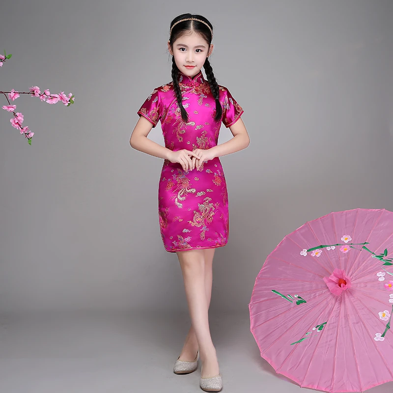Платье Qipao для девочек платье Ципао одежда свадьбы новогодний подарок детская