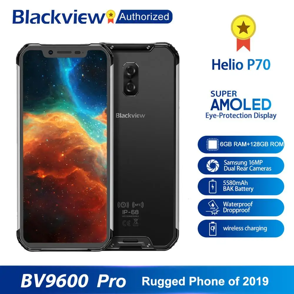 Blackview BV9600 Pro IP68 водонепроницаемый мобильный Helio P70 Восьмиядерный 6 ГБ ОЗУ 128 Гб ПЗУ 6,2" AMOLED Android 9,0 прочный смартфон 4G